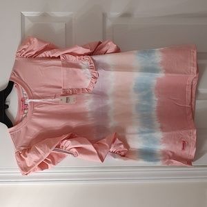 SIMPLY SOUTHERN RUFFLE TIE DYE PINK TANK TOP T-SHIRT